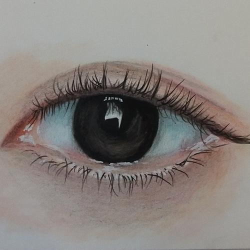 彩铅画,眼睛特写