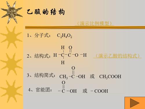 演示乙酸的结构式