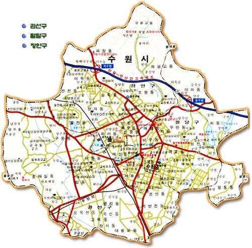 谁有韩国京畿道首府水原市的市区地图?