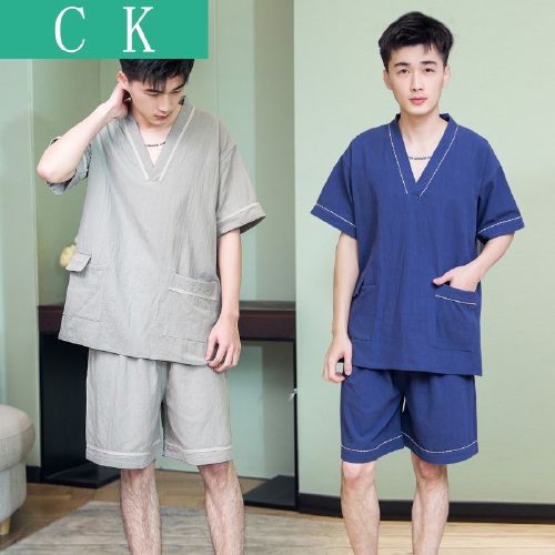 2021新款汗蒸服男款高档纯棉桑拿服洗浴中心男士全棉加肥加大浴服