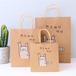 牛皮纸礼品袋手提袋韩国文艺小清新生日礼物纸袋简约可爱礼物袋子