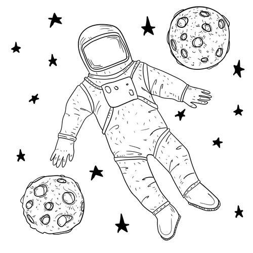宇航员在太空走路简笔画