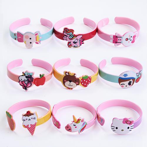 可爱儿童手环手链宝宝首饰创意玩具礼物kitty猫猪猪卡通塑料手镯