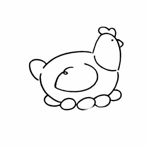 儿童简笔画图片|孵蛋的母鸡画法