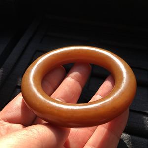 和田玉糖玉手镯 女 新疆且末料红糖粗圆条满糖色 圈口55 已结缘