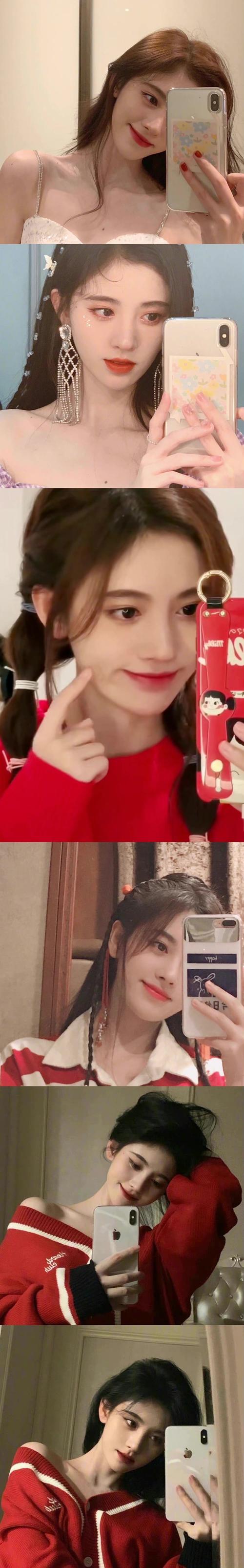 鞠婧祎对镜自拍合集我愿称内娱最会拍照的女明星