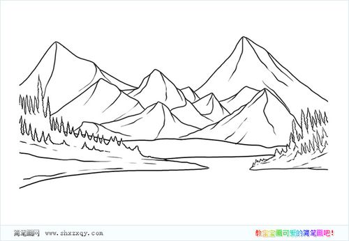 大山之间的简笔画图片
