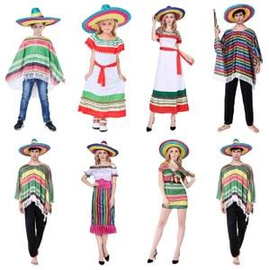墨西哥民族风情cosplay服装披风草帽 万圣墨西哥民族风情亲子装