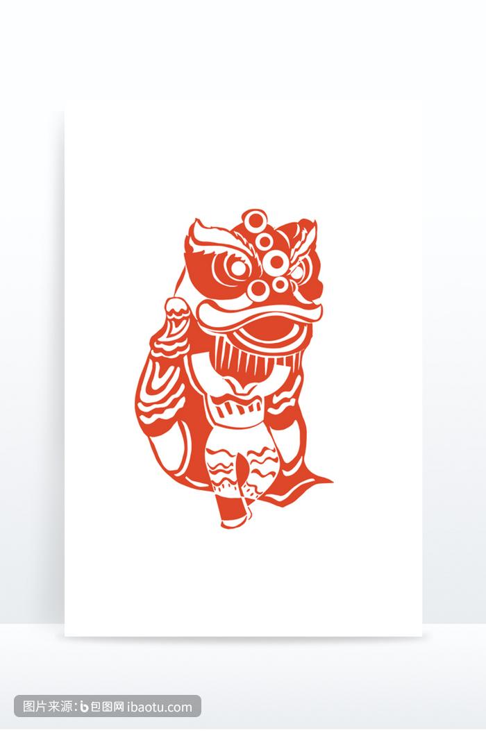 春节元素剪纸舞狮剪纸,包图网,图片,素材,模板,免费