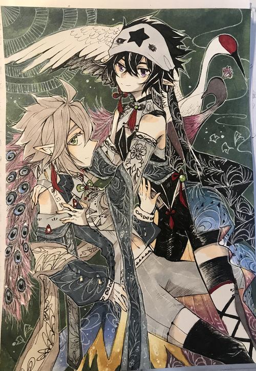 熬夜肝疼也想把这张搞出来x 我永远喜欢百鸟录设定吹豹就对了