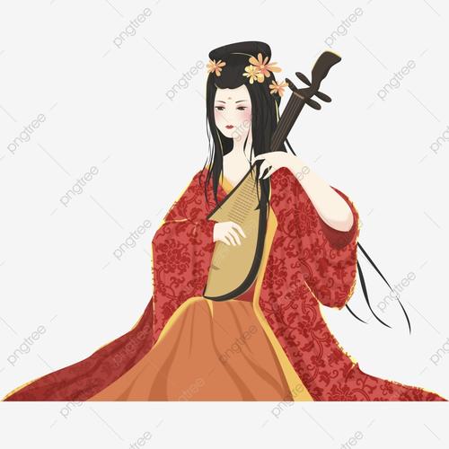 古风弹琵琶的少女人物设计 免费png和psd图片素材
