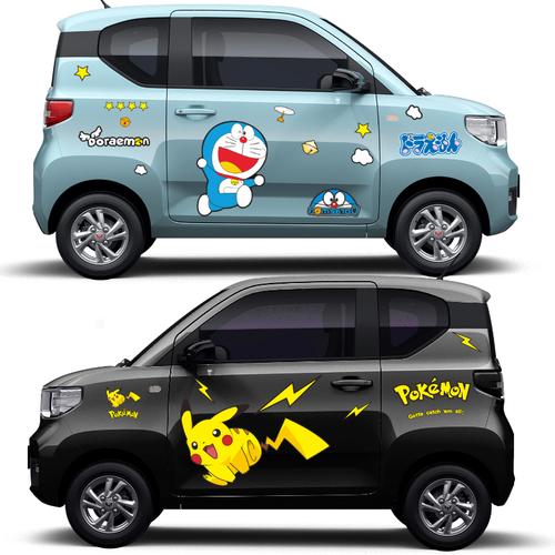 适用于五菱宏光miniev电动车两侧装饰卡通可爱女生个性汽车装饰贴