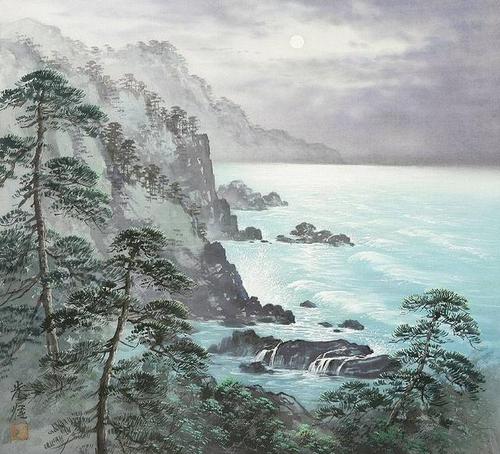 水彩画:日本艺术家小岛光径( koukei kojima )山水画
