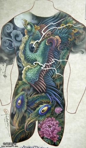 满背凤凰纹身图案