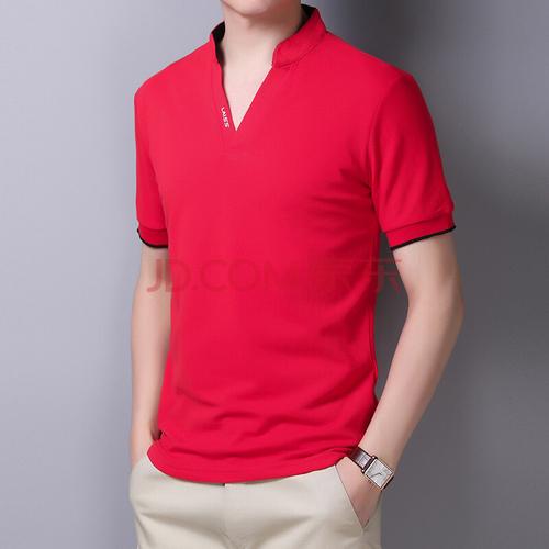 男式t恤短袖夏季新款立领半袖男装t恤发【正品好货】 122hbt069红色