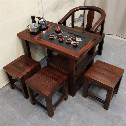 寻木匠老船木茶桌现代中式功夫茶台实木家具小型阳台简约茶几茶桌椅