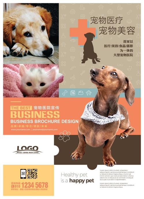 可爱萌宠物猫狗美容医院动物保护理开业海报促销宣传