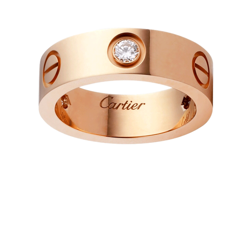 cartier/卡地亚 经典款love 18k金玫瑰金钻石戒指 镶嵌3颗钻石