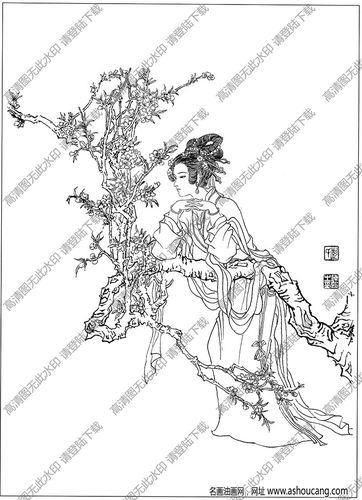 古代女子白描图片22高清下载-名画油画网