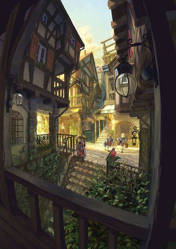 欧洲风景插画图片