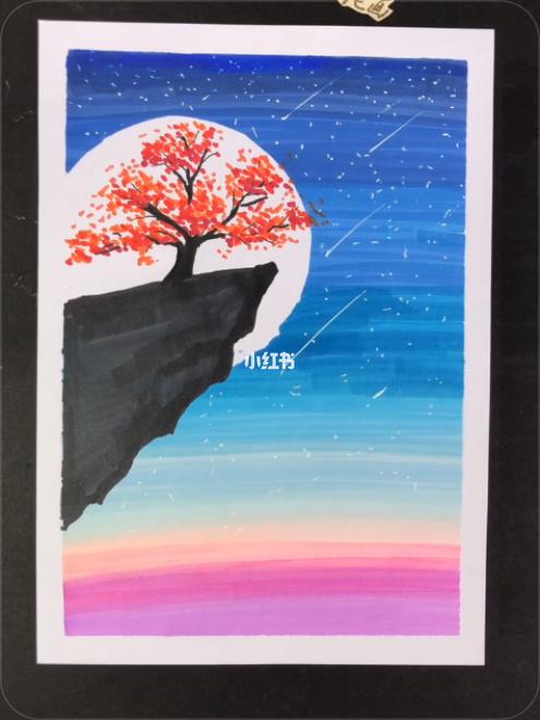 30秒教你马克笔绘星空_星空_马克笔_简笔画_教程_简笔