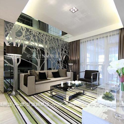 艺术玻璃背景墙 烤漆黑灰茶玻/镜 雕刻磨花电视沙发餐厅 玉树临风