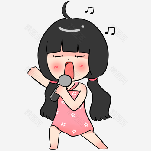 卡通人物可爱唱歌女孩素材png