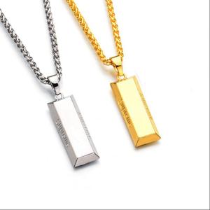 潮牌现货 supreme 16ss gold bar pendant 项链 金砖logo