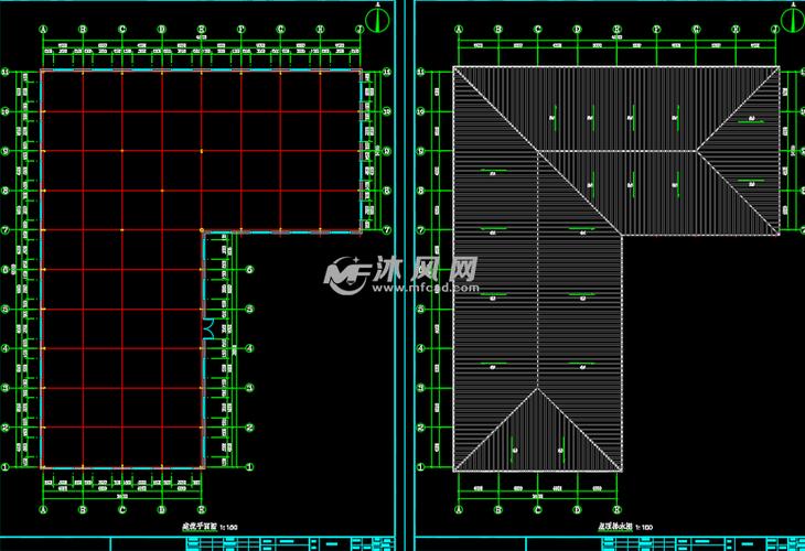 24米跨l型厂房四坡屋面钢结构厂房建筑及结构设计图纸