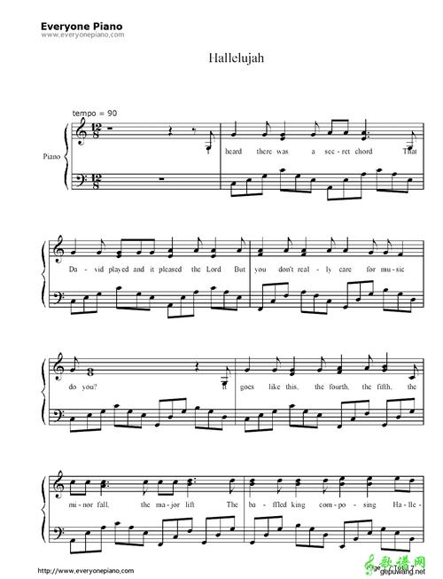 hallelujah _hallelujah 简谱_hallelujah 吉他谱_谱