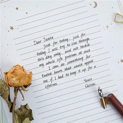 拾光玫瑰信札花叶集横线书信唯美信笺烫金原创信纸