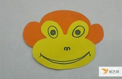 一款非常简单的卡纸幼儿猴子帽子头饰的做法