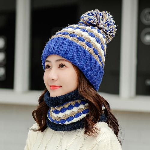 帽子女秋冬季韩国甜美可爱百搭冬天骑车针织棉帽加绒月子毛线帽潮视频
