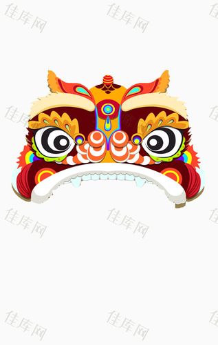 彩色 炫彩 中国风 舞狮 狮子头