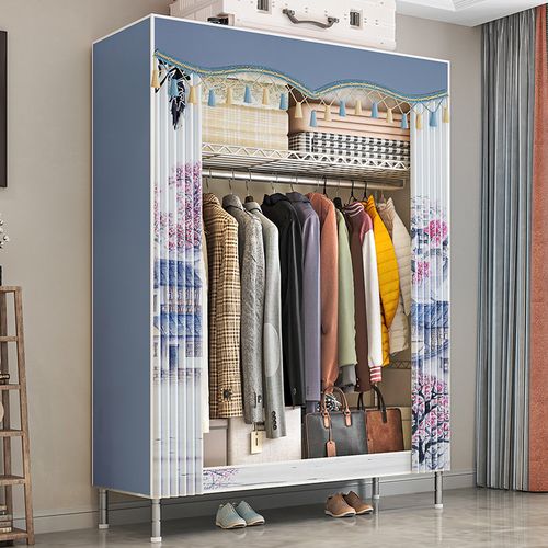 简约现代全钢架出租房家用卧室储物柜衣服柜子12门2挂带鞋架果绿色