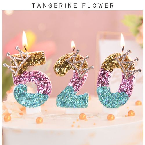 金皇冠生日蛋糕用数字蜡烛公主18岁快乐派对纪念日