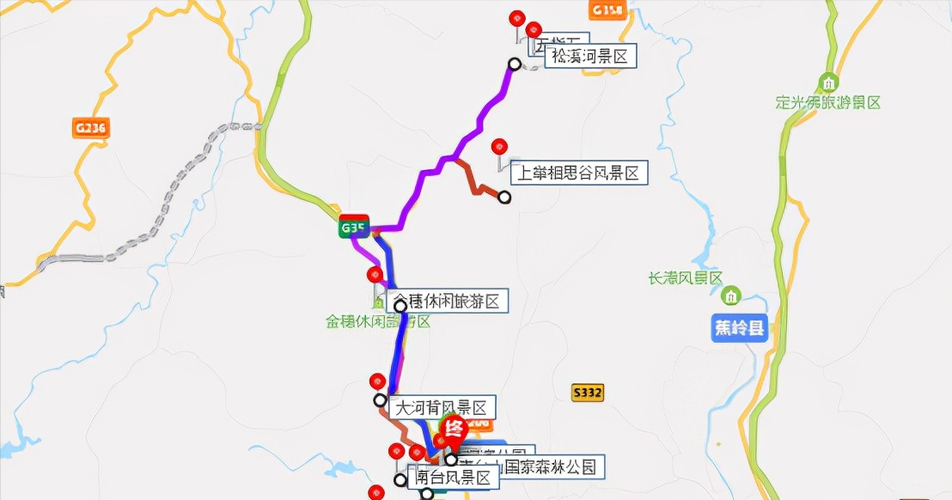 河滨公园,大佛寺,大河背风景区,上举相思谷风景区,五指石等