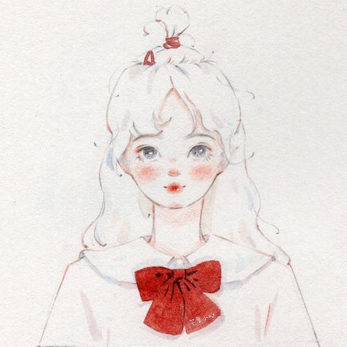 一组少女头像手绘作品画师 |@芒果小哒