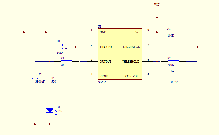 555制作的呼吸灯电路