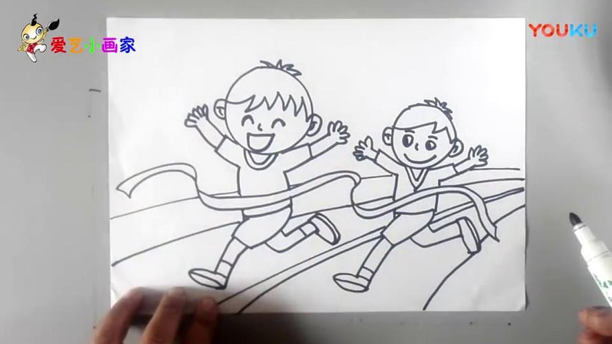 神笔简笔画 佩奇参加运动会跑步比赛 -儿童绘画场景教程大全,运动会