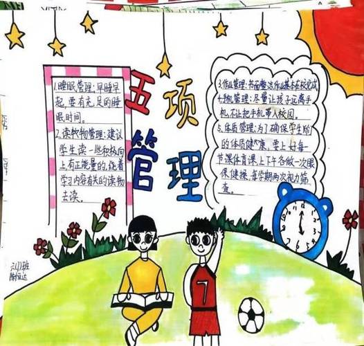 抄报等阵地,同时在学校电子屏,发放致家长一封信等活动使"双减""五项