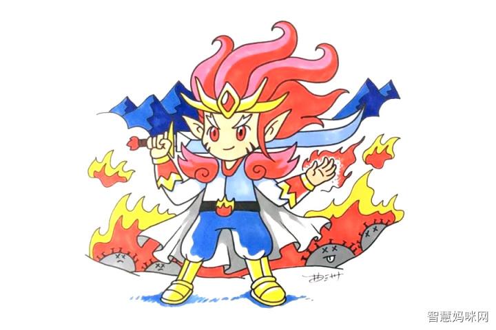 抗击病毒的火神英雄简笔画