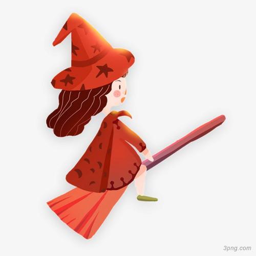 骑在扫帚上的女孩