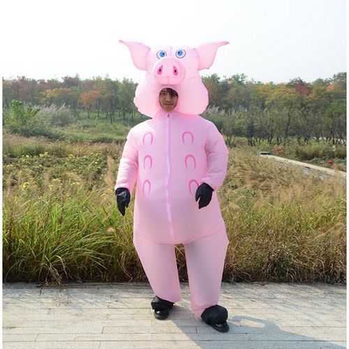充气猪服装粉猪可爱表演服装搞笑 生肖猪万圣节国庆圣诞节派对cos