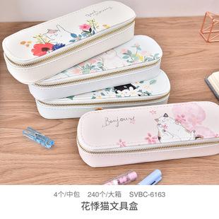 斯普维加单层手工文具盒韩版小清新笔袋简约大容量布艺铅笔盒批发