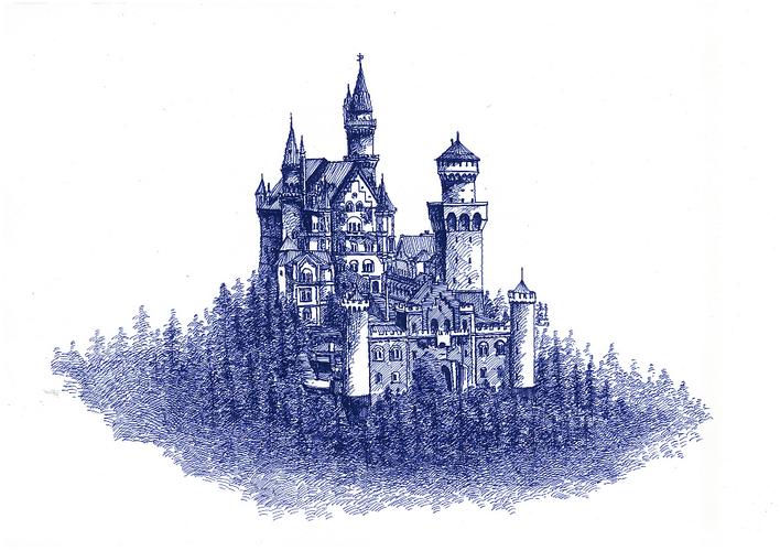 新天鹅堡钢笔画系列