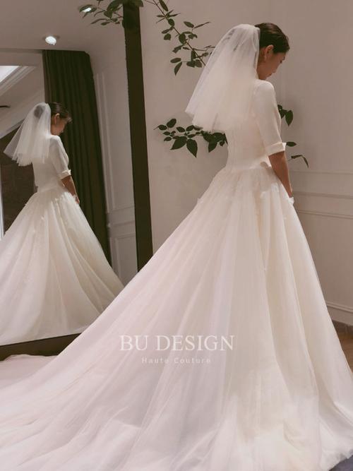 中袖简洁主纱|全国denise婚纱礼服高级定制-中国婚博会官网