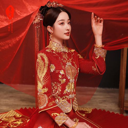 秀禾服新娘2020年新款结婚情侣中式婚纱2021小个子修身龙凤褂嫁衣