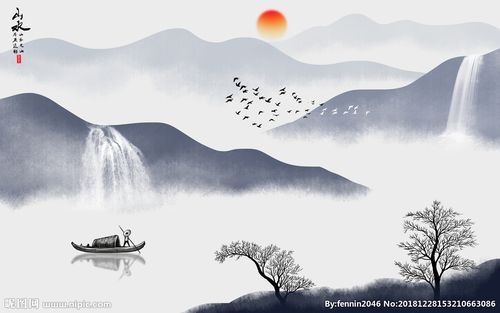 山水风景水墨中式简约装饰画图片