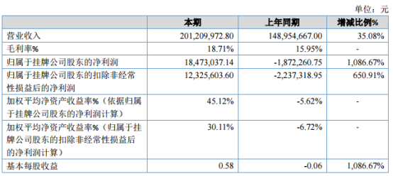 大酉科技2019年净利1847.30万元 较上年同期扭亏转盈